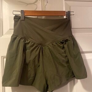 Aerie Offline Crossover Real Me Olive Flowy Short